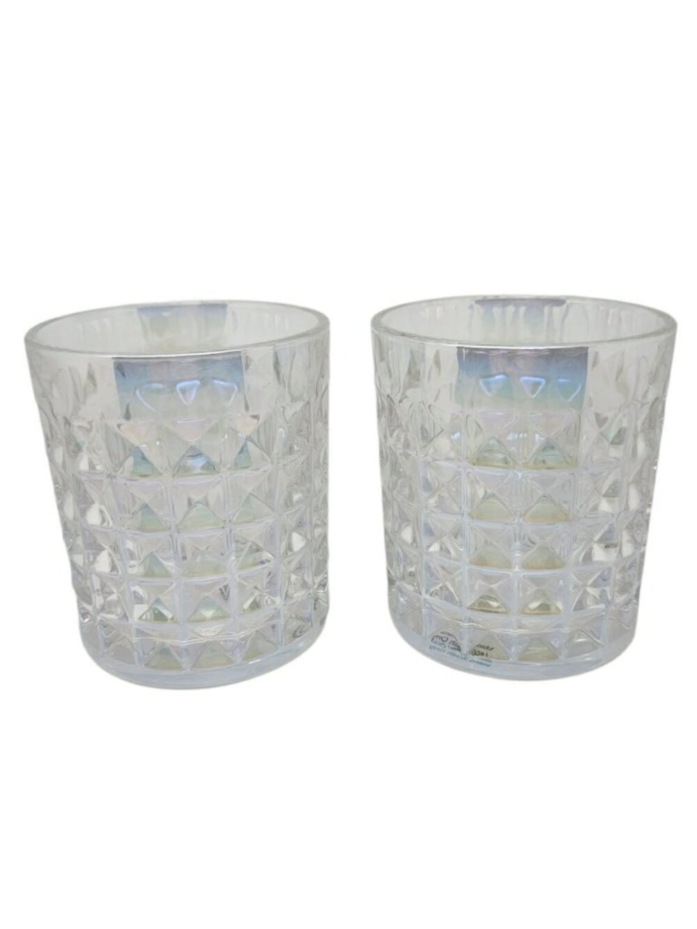 2 HYPNOTIQ Liqueur Rainbow-Colored Cocktail Glasses Geometric Diamond Pattern